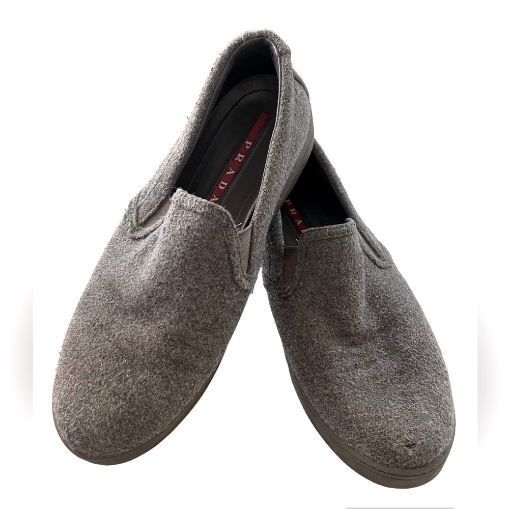 Prada Ardesia Wool Slip On Sneakers